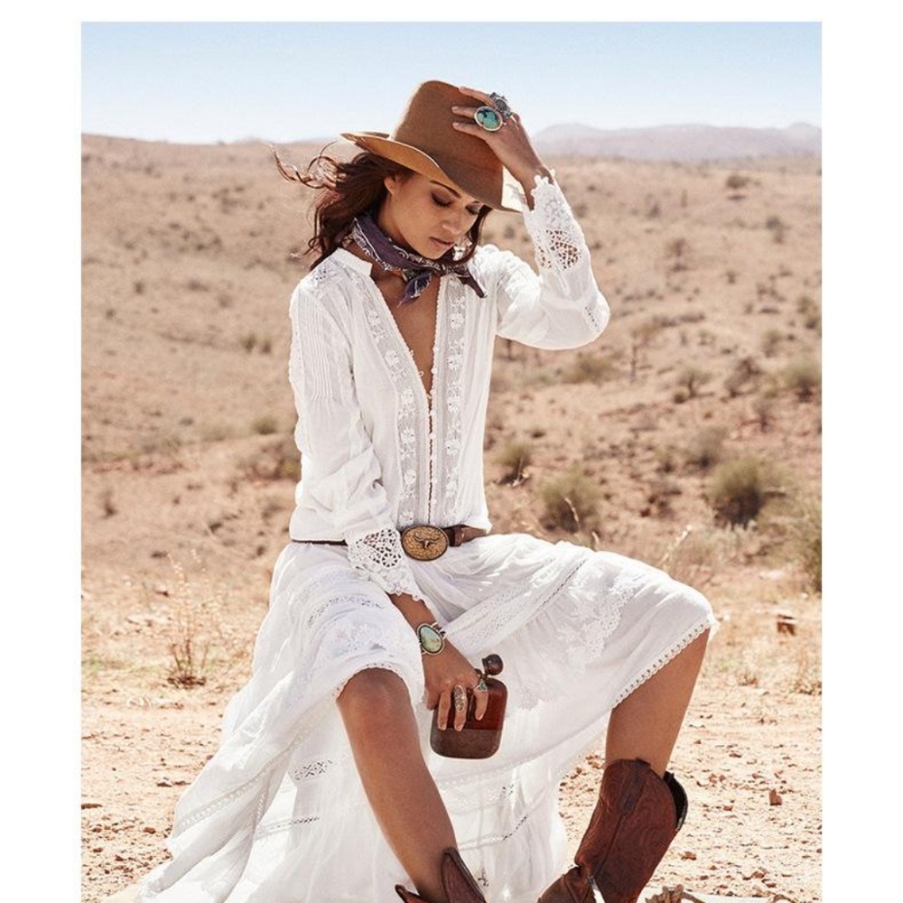2018 Boho bohemian blouses white solid